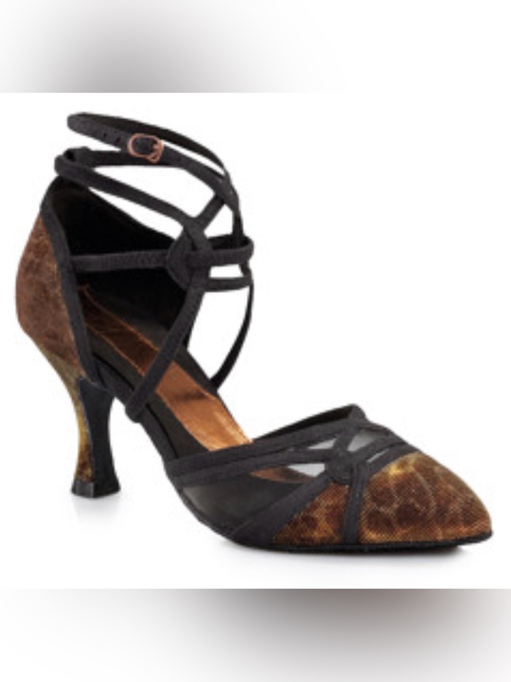 Capezio Black and Bronze Lace-Up Pointed Heels